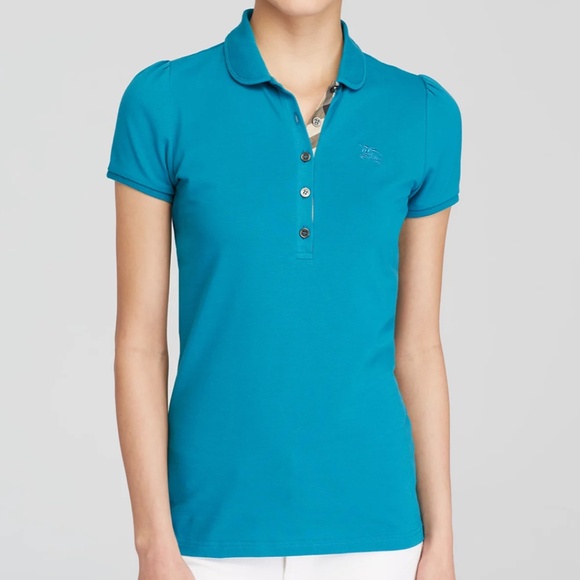 Burberry Brit Polo Shirt Teal (Blue Green) Top Women's Size XS